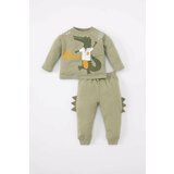 Defacto Baby Boy Dinosaur Printed Sweatshirt Sweatpants 2 Piece Set Cene