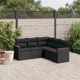 Maison Chic Seti vrtnega pohištva - Vrtna garnitura - Vrtni pohištvo set 5-delna z blazinami črn poli ratan, (21817498) | Shoptok.si