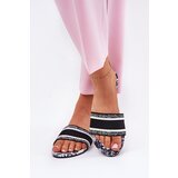 Boto Patterned Flat Women's Slippers Black Leysi | Shoptok.si
