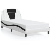  The Living Store Posteljni okvir z vzglavjem bel in črn 100x200 cm umetno usnje - Posteljni Okvir, (21450536) | Shoptok.si