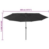  Vrtni suncobran s LED svjetlima 400 cm crni | shoptok.hr