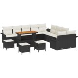 Set vrtnih sofa od 14 dijelova s jastučićima crni poli ratan akacija | shoptok.hr