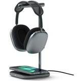 Satechi stojalo za slušalke 2-V-1 z brezžičnim polnilnikom USB-C s kablom; brez adapterja, astro siva | Shoptok.si