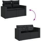 vidaXL 13-delni vrtni kavčni set z blazinami Črn Poly Rattan Akacija | Shoptok.si