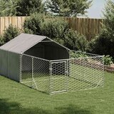 vidaXL Zunanji pasji boks z izpustom 4x2x1,5 m pocinkano jeklo | Shoptok.si