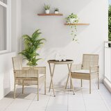vidaXL 3-delni vrtni bistro set z blazinami bež poliratana Cene