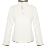 Trendyol Beige Stand Collar With Snap fasteners, Regular/Regular fit has pockets. Color Block Fleece Knitted Sweatshirt | shoptok.hr
