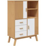 Maison Chic Visoka Komoda - Predalnik OLDEN bela in rjava 85x43x125 cm trdna borovina, (21719473) | Shoptok.si