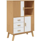 MAISON CHIC Visoka Komoda - Predalnik OLDEN bela in rjava 85x43x125 cm trdna borovina, (21719473)