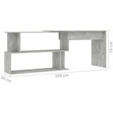  Kutni radni stol boja betona 200x50x76 cm od konstruiranog drva | shoptok.hr