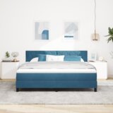 Box Spring Postelja z Blazino Temno Modra Super King Žamet, (22052603) | Shoptok.si