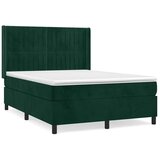  Boxspring - Krevet s oprugama i madracem tamnozeleni 140x200 cm baršunasti - Tamnozelena 140 x 200 cm Okomite pruge | shoptok.hr