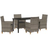 vidaXL 5-delni jedilni set z blazinami Siva Poli ratan | Shoptok.si