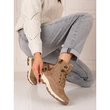 SHELOVET Lace-up women's trappers with decorative zipper