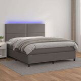  Box spring postelja z vzmetnico LED siva 140x190cm um Cene
