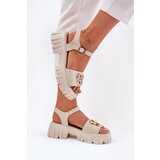 VINCEZA Women's Leather Sandals With Golden Detail | shoptok.hr