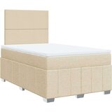 vidaXL Box spring postelja z vzmetnico krem 120x190 cm blago, (21307191) | Shoptok.si