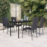  5-dijelni vrtni blagovaonski set s jastucima crni Cijene
