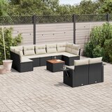  10-dijelni set vrtnih sofa s jastucima crni od poliratana | shoptok.hr