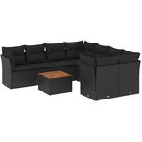  9-dijelni set vrtnih sofa s jastucima crni od poliratana | shoptok.hr