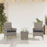 vidaXL 3-dijelni bistro set s jastucima od poliratana i stakla sivi Cijene