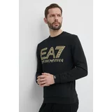 Ea7 Emporio Armani Bombažen pulover moška, črna barva