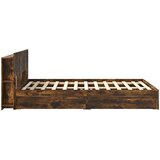  Okvir kreveta s pohranom s ladicama Dimljeni hrast 135 x 190 cm | shoptok.hr