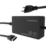 AC ADAPTER univerzalni za notebok GEMBIRD 65W PowerDelivery GaN USB, Type-C fast charger, blk, NPA--PDQC65-01 | Eponuda.ba