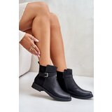 PE1 Insulated Ankle Boots On Flat Heel With Strap Black Sabamessa | Shoptok.si