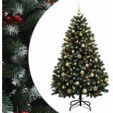  Umjetno božićno drvce zeleno s kuglicom 150 cm 150 LED lampica - Zelena s mraženim vrhovima Ø 80 x 150 cm s 150 LED dioda i zlat | shoptok.hr