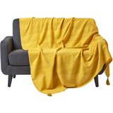 HOMESCAPES Bombažna odeja Rajput Ribbed Yellow, 255x360 cm, (20750155) Cene