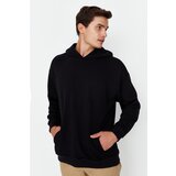 Trendyol Black Men's Oversize Fit Hooded Embroidery Detailed Thick Sweatshirt | shoptok.hr