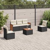 Maison Chic Seti vrtnega pohištva - Vrtna garnitura - Vrtni pohištvo set 6-delna z blazinami črna poli ratan, (21808917) | Shoptok.si