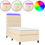  Krevet box spring s madracem LED krem 90x200 cm od tkanine | shoptok.hr