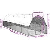  Kavez za kokoši s krovom 2,5x10x2,25 m pocinčani čelik | shoptok.hr