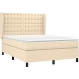  Krevet s oprugama i madracem krem 140 x 190 cm od tkanine | shoptok.hr
