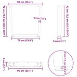  noge jedilne mize v-oblika 3 kosi naravno jeklo 90x(72-73,3) cm, (21828305) | Shoptok.si