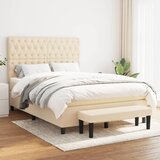 Krevet s oprugama i madracem krem 140 x 190 cm od tkanine u