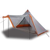 vidaXL Družinski šotor tipi za 6 oseb siv in oranžen vodoodporen | Shoptok.si