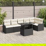 vidaXL 7-delni set vrtnih sofa z blazinami črn poli ratan | Shoptok.si