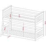 Molarem Home Drveni dječji krevet na kat Kevin - grafit - 180x80 cm - Madrac PE pjena 8 cm-spužvasti madrac | shoptok.hr