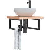  The Living Store Stenska polica za umivalnik jeklo in trdna bukovina - Polica Za Umivalnik, (21486194) | Shoptok.si