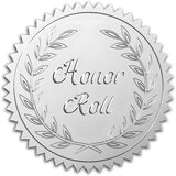 NIKCORP Nalepke za certifikate Honor Roll v srebrni barvi, 5 cm reliefni pečati z nazobčanimi robovi, samolepilne, 100 kosov, (5000156566) | Shoptok.si