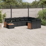  10-dijelni set vrtnih sofa s jastucima crni od poliratana | shoptok.hr