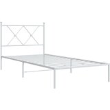  Metalni okvir za krevet s uzglavljem bijeli 90x200 cm | shoptok.hr