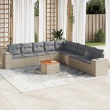 vidaXL 10-dijelni set vrtnih sofa s jastucima bež od poliratana | shoptok.hr