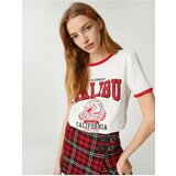 Koton Cotton T-Shirt College Printed Short Sleeve Crew Neck Cene
