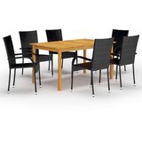  7-dijelni vrtni blagovaonski set crni Cijene