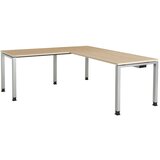 mauser Pisalna miza, kotna, spodnji del iz kvadratne/okrogle cevi, VxŠxG 680 - 760 x 1800 x 800 mm, kotni element na levi strani (širina 1000 mm), plo | Shoptok.si