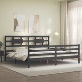  Okvir za krevet s uzglavljem sivi 200 x 200 cm od masivnog drva | shoptok.hr